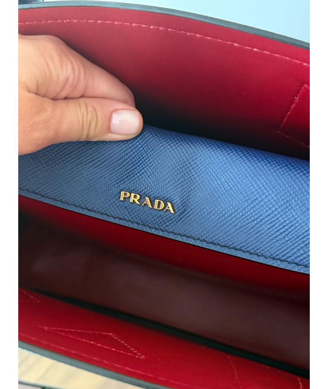 PRADA Синяя кожаная сумка с короткими ручками, фото 6