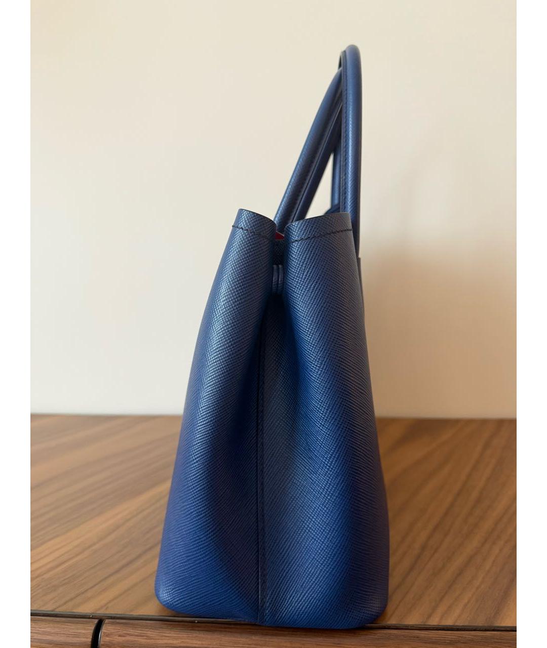 PRADA Синяя кожаная сумка с короткими ручками, фото 3