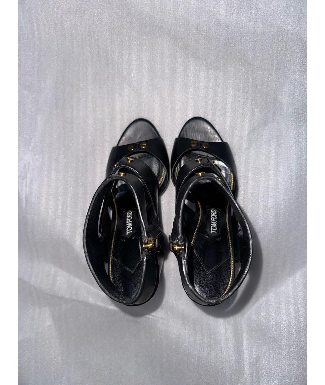 TOM FORD Черные кожаные босоножки, фото 3