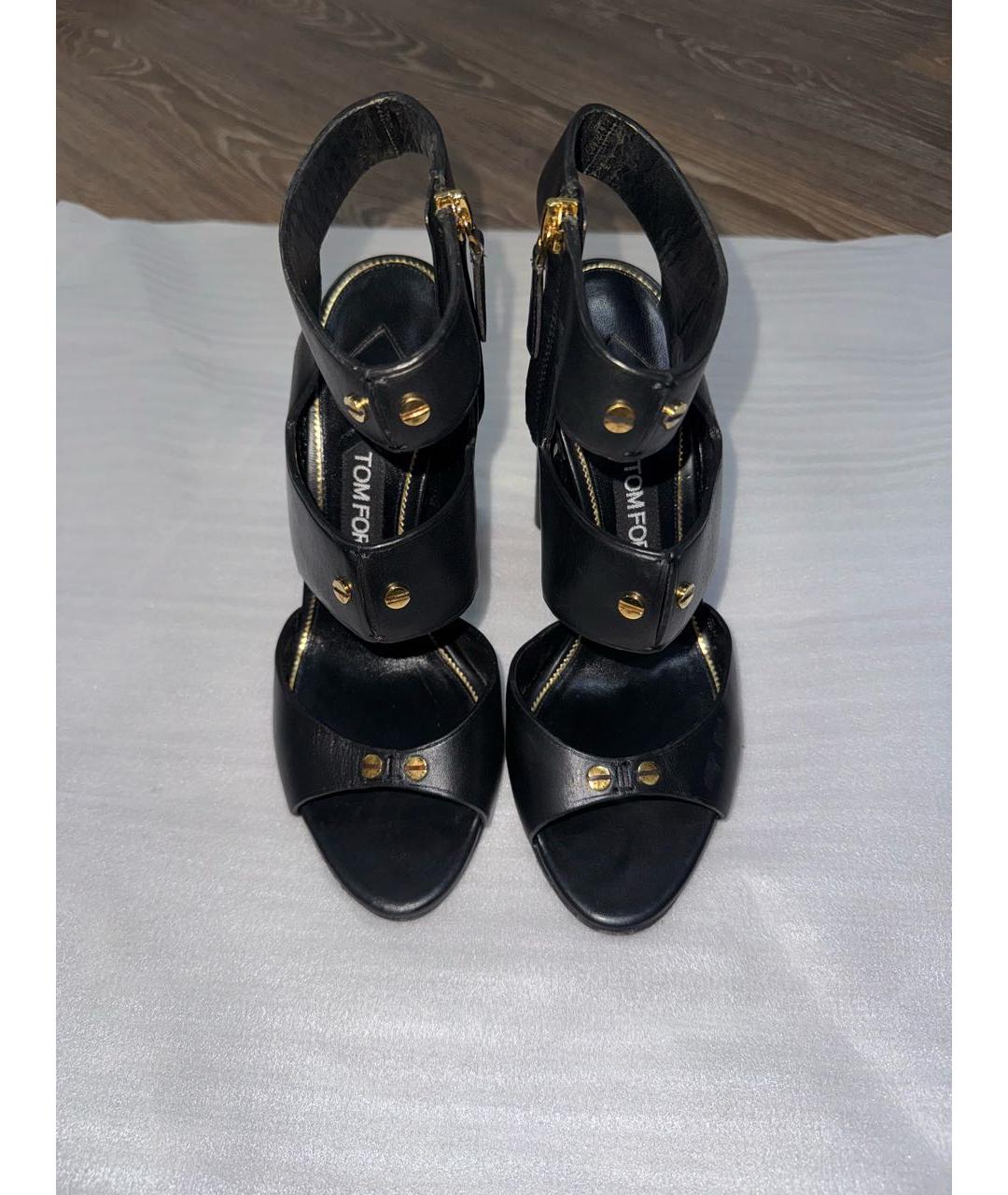 TOM FORD Черные кожаные босоножки, фото 2
