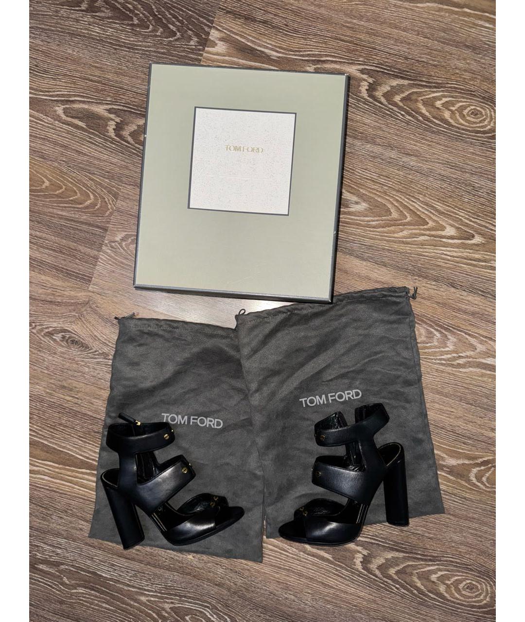 TOM FORD Черные кожаные босоножки, фото 5