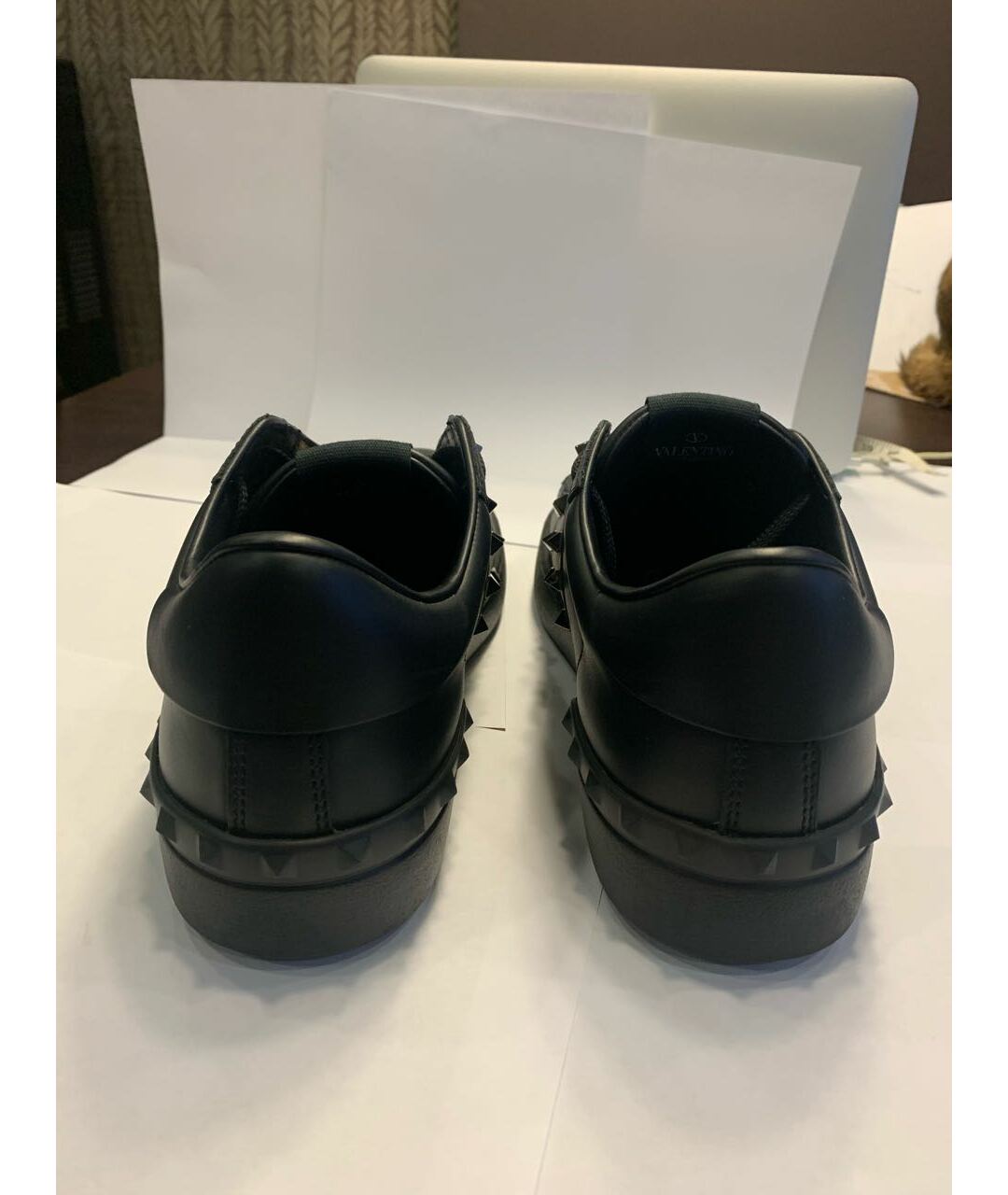VALENTINO GARAVANI Черные кожаные низкие кроссовки / кеды, фото 4