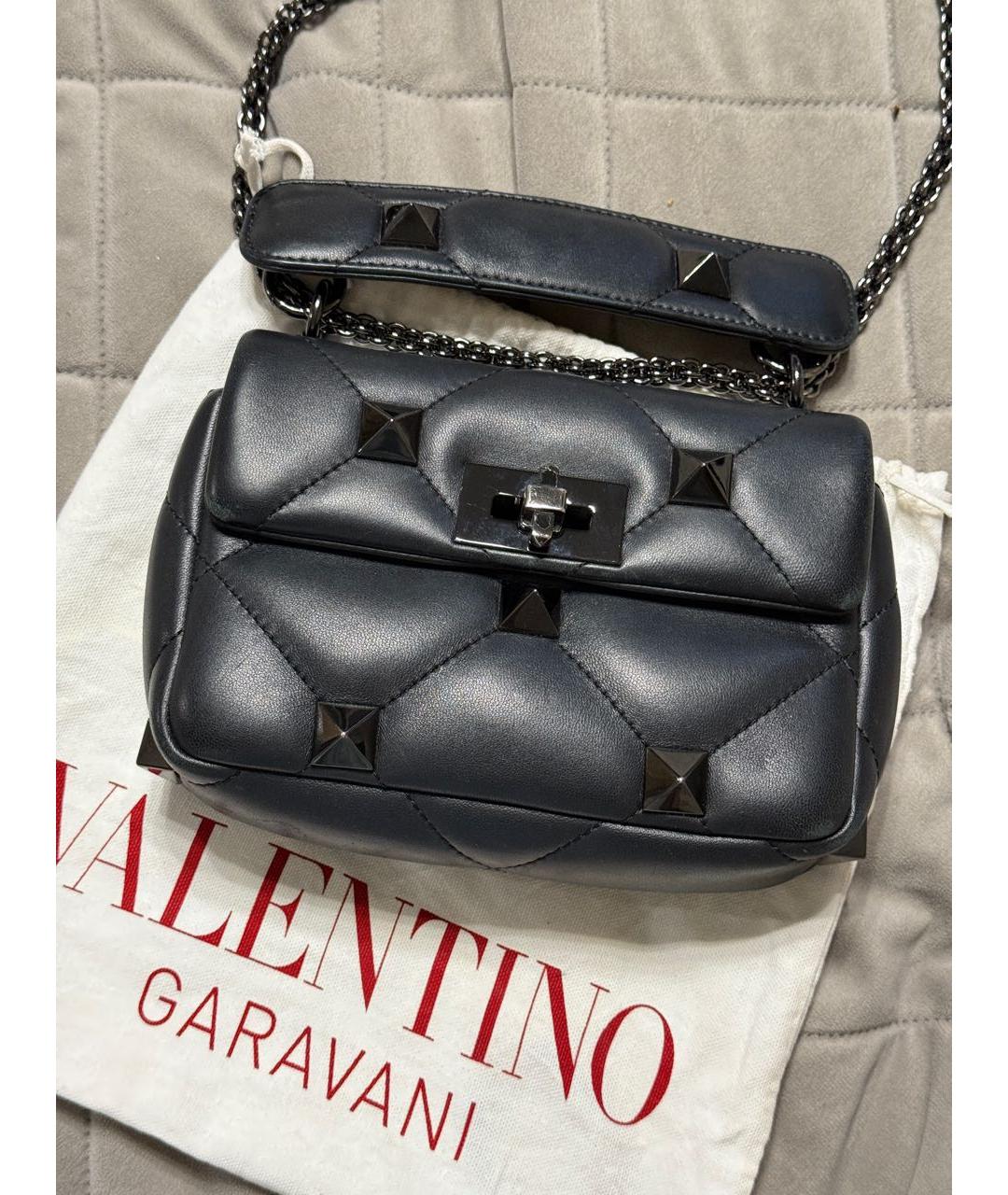 VALENTINO Черная кожаная сумка с короткими ручками, фото 8