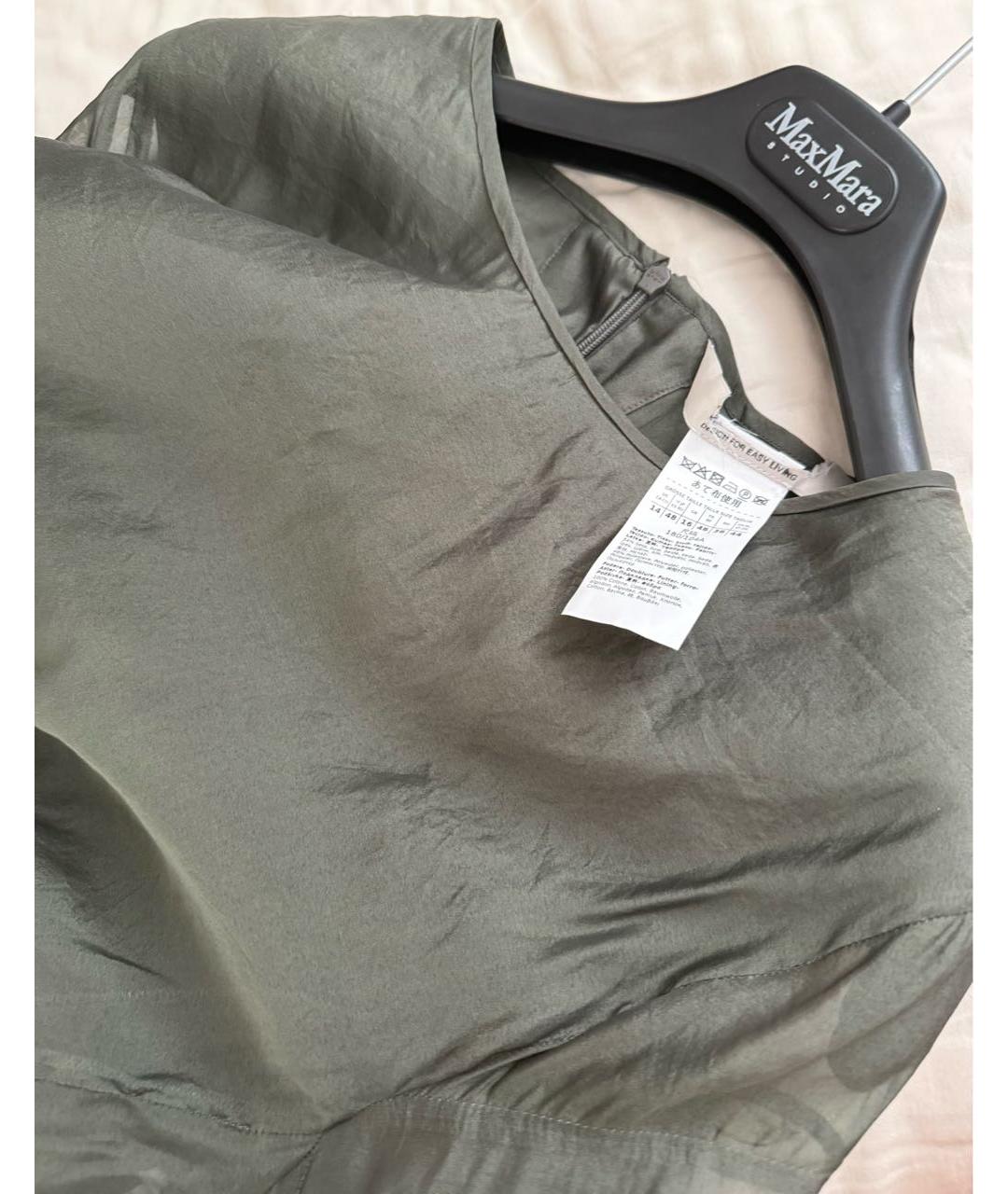 'S MAX MARA Зеленые шелковое повседневное платье, фото 3
