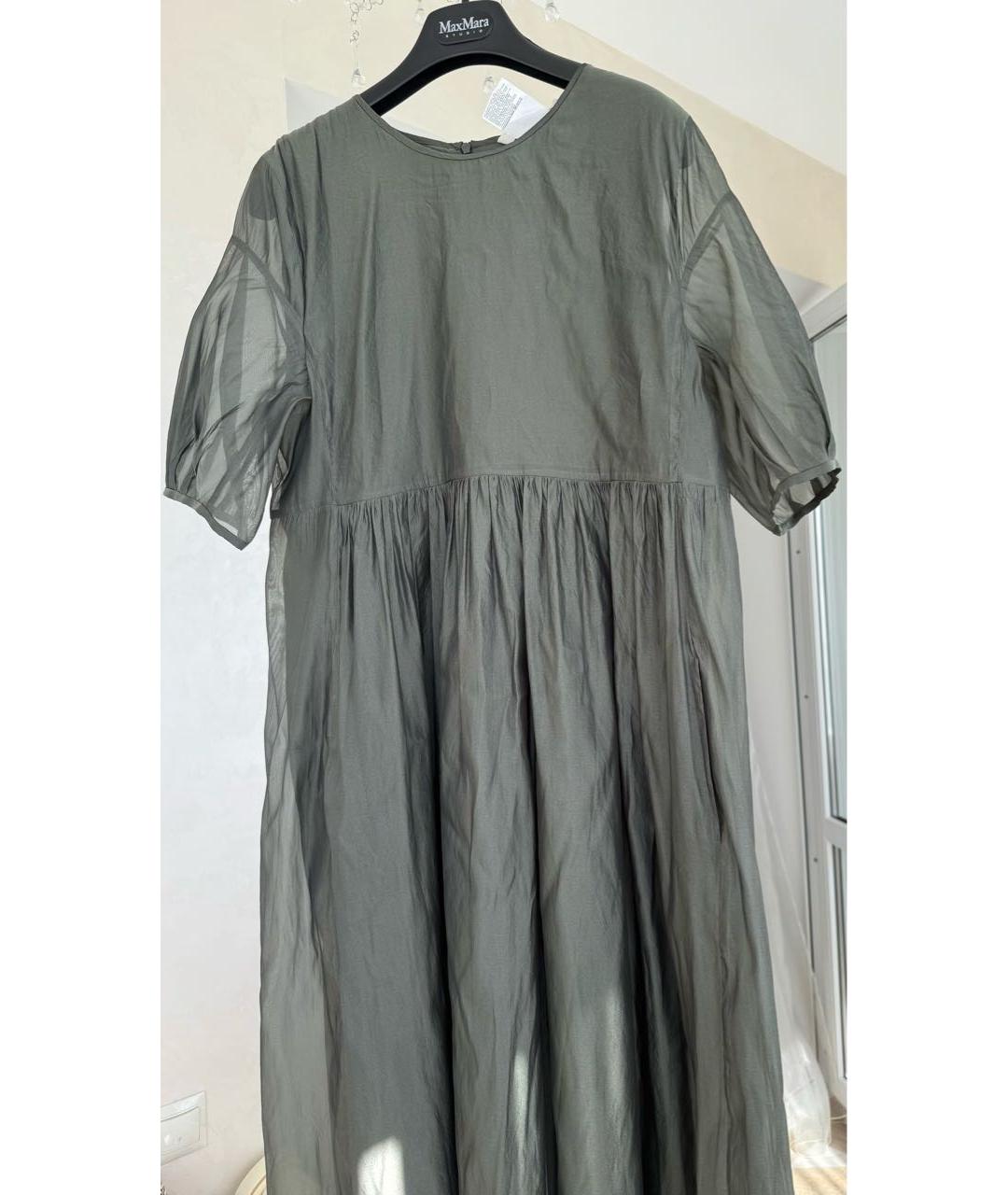 'S MAX MARA Зеленые шелковое повседневное платье, фото 9