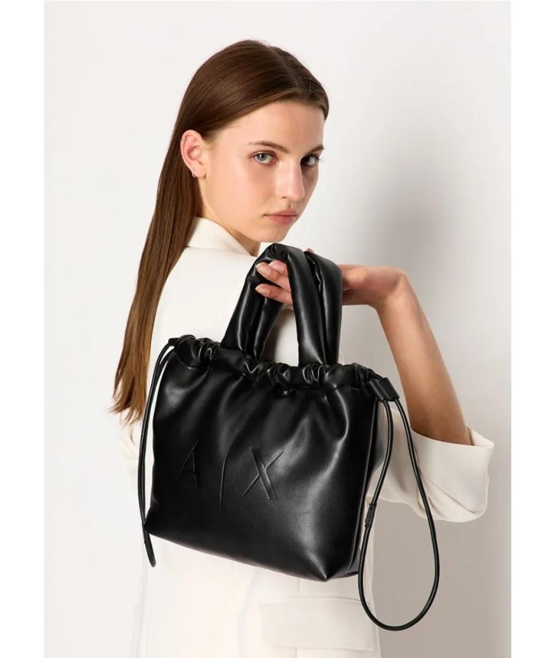 ARMANI EXCHANGE Черная сумка тоут из искусственной кожи, фото 6