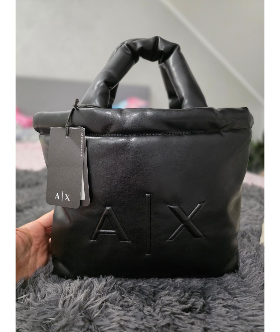 ARMANI EXCHANGE Черная сумка тоут из искусственной кожи, фото 7