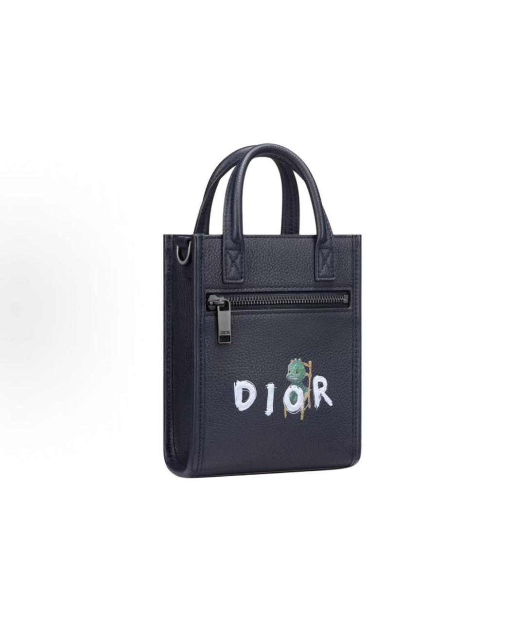 CHRISTIAN DIOR Черная кожаная сумка на плечо, фото 2