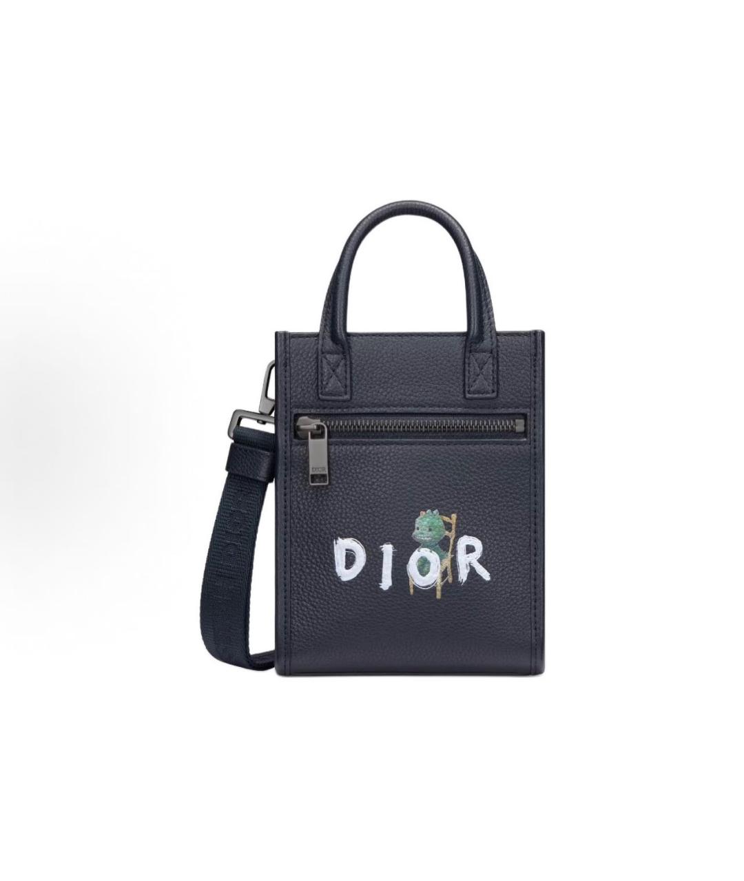 CHRISTIAN DIOR Черная кожаная сумка на плечо, фото 5