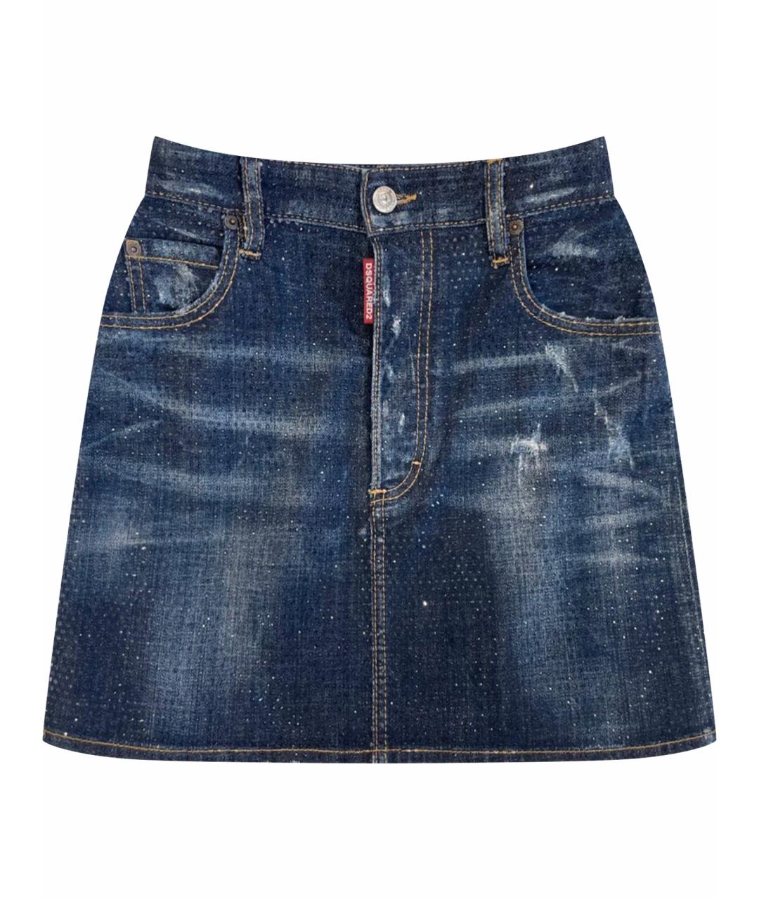 DSQUARED2 Темно-синяя деним юбка мини, фото 1