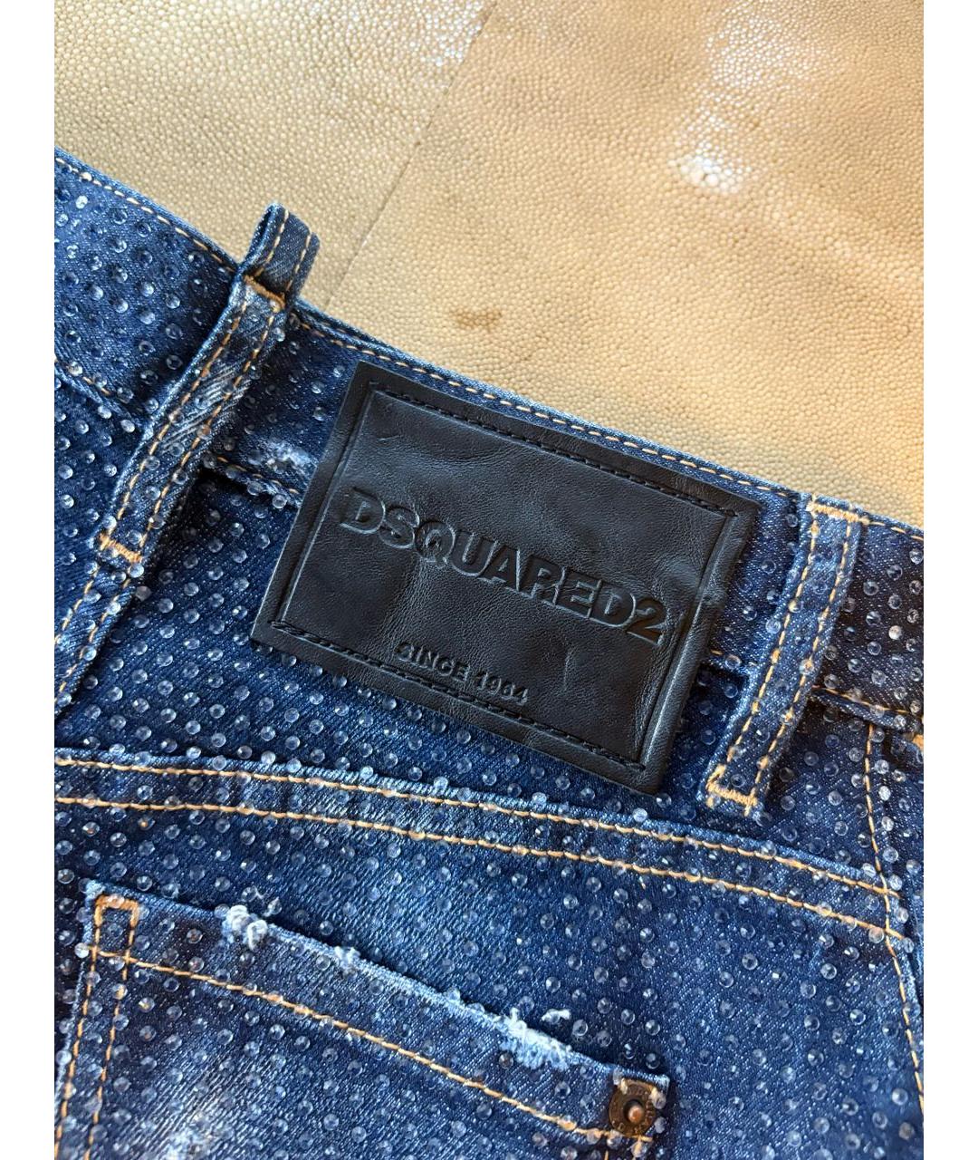 DSQUARED2 Темно-синяя деним юбка мини, фото 4