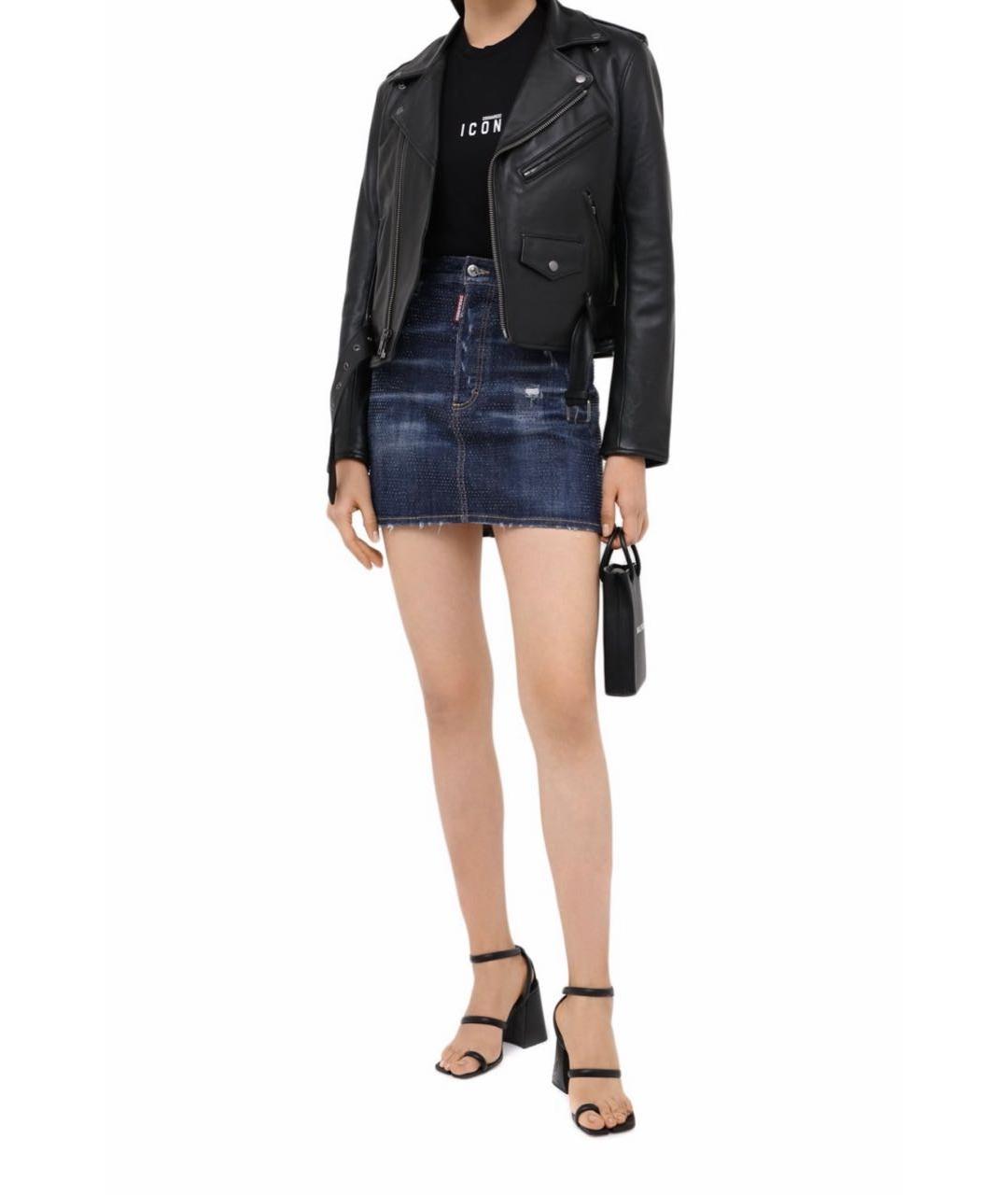 DSQUARED2 Темно-синяя деним юбка мини, фото 7
