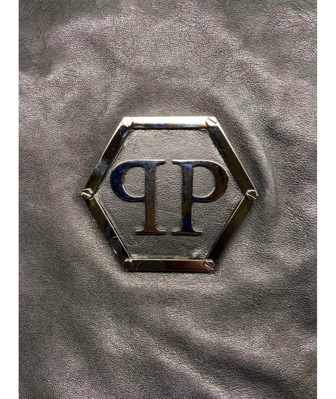 PHILIPP PLEIN Черная кожаная сумка с короткими ручками, фото 6