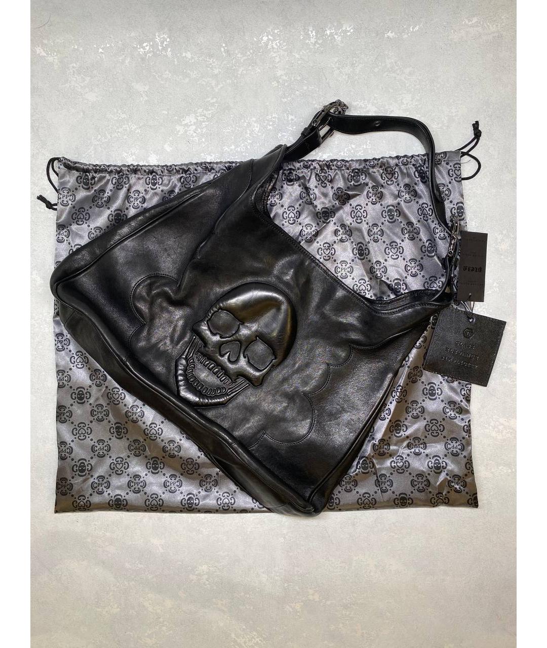 PHILIPP PLEIN Черная кожаная сумка с короткими ручками, фото 10