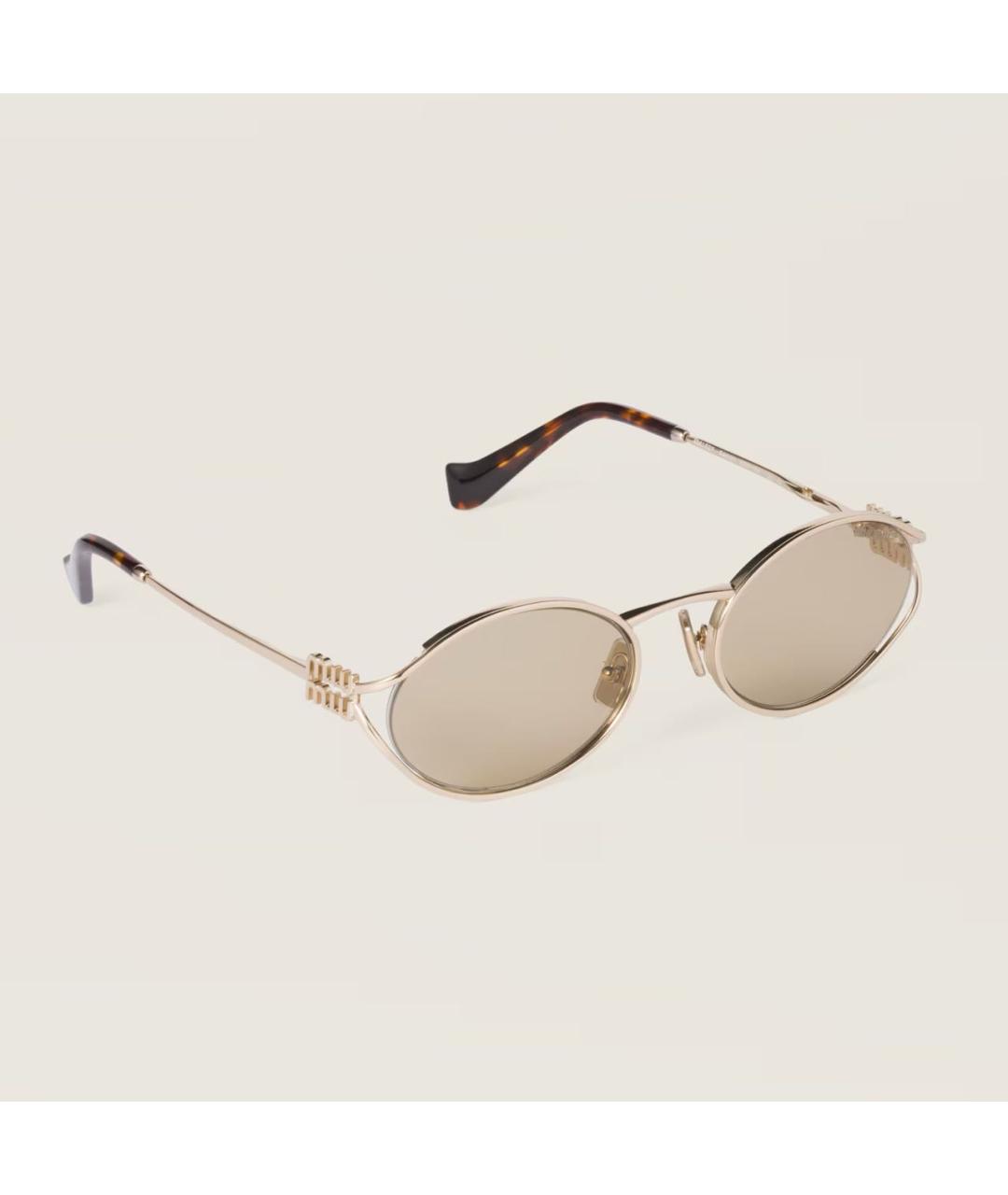 MIU MIU Золотые металлические солнцезащитные очки, фото 6
