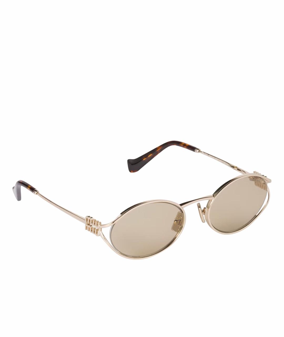 MIU MIU Золотые металлические солнцезащитные очки, фото 1