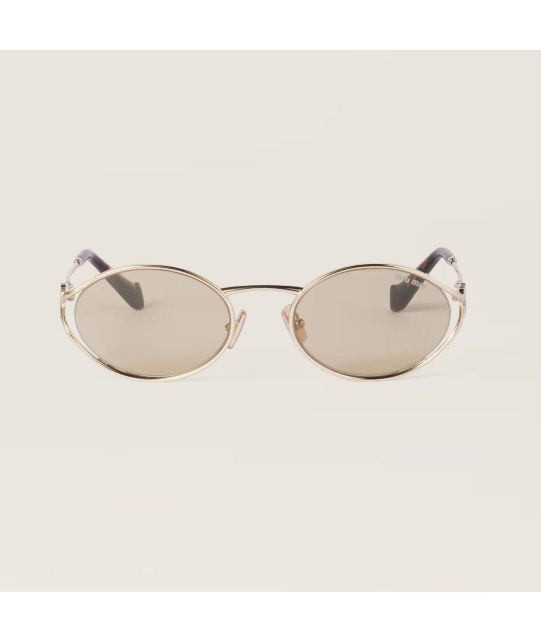 MIU MIU Золотые металлические солнцезащитные очки, фото 2