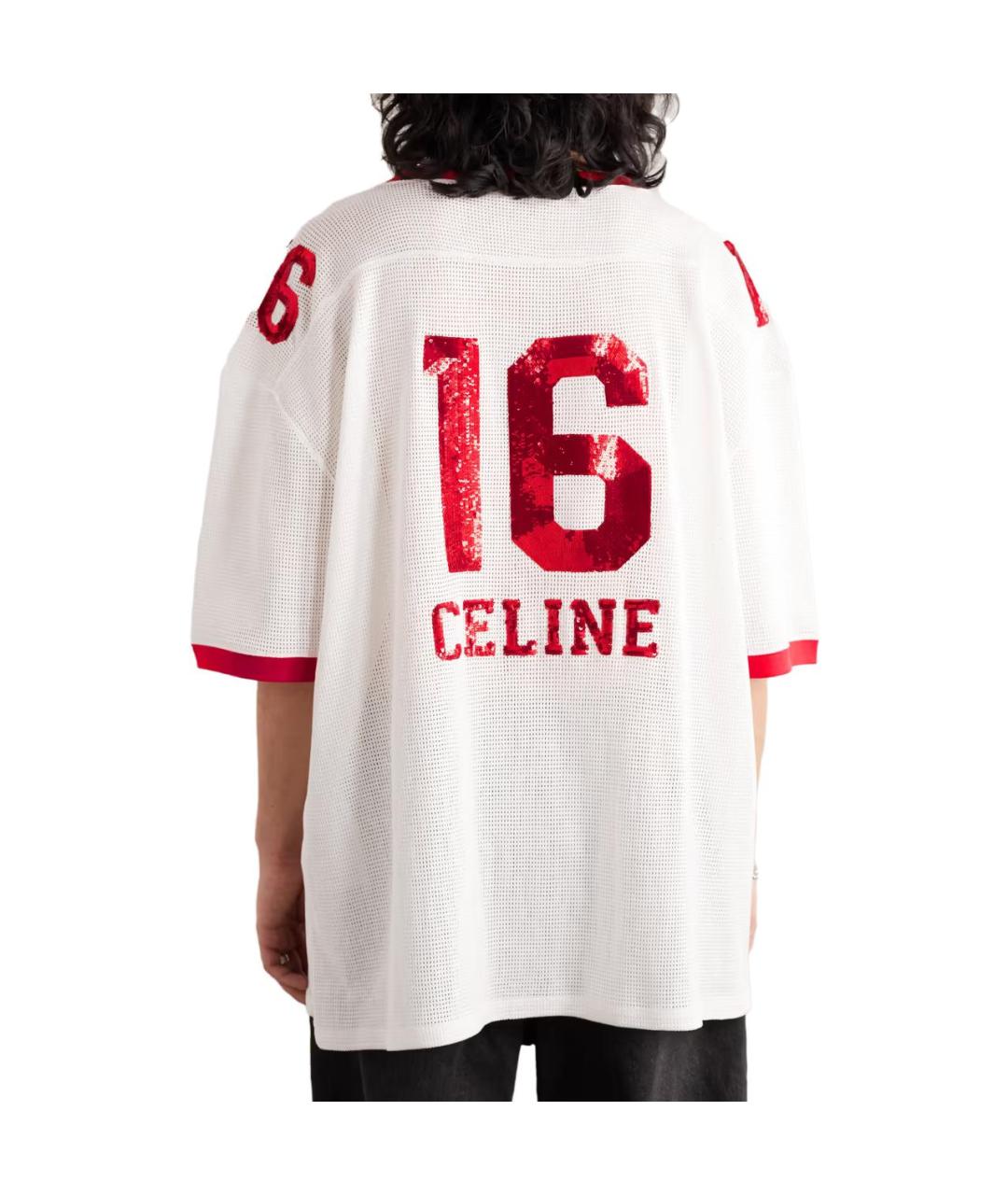 CELINE Белая хлопковая футболка, фото 4