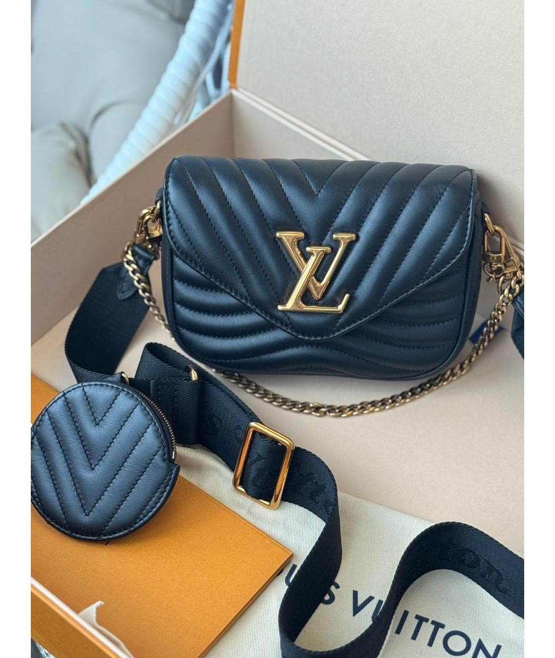 LOUIS VUITTON Черная кожаная сумка через плечо, фото 7