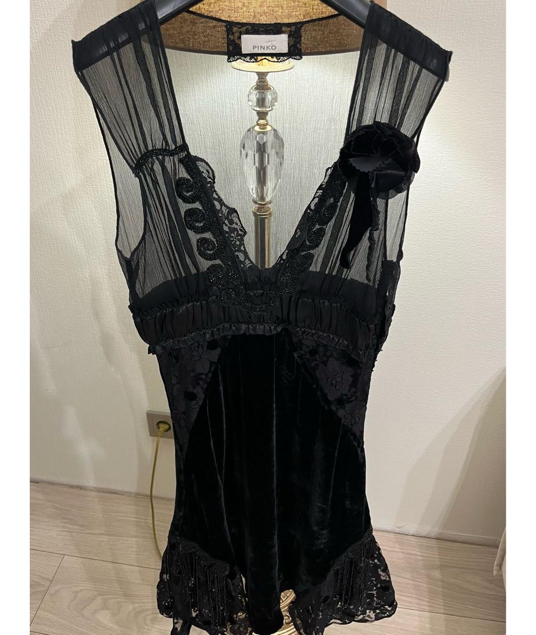 PINKO Черное кружевное коктейльное платье, фото 6