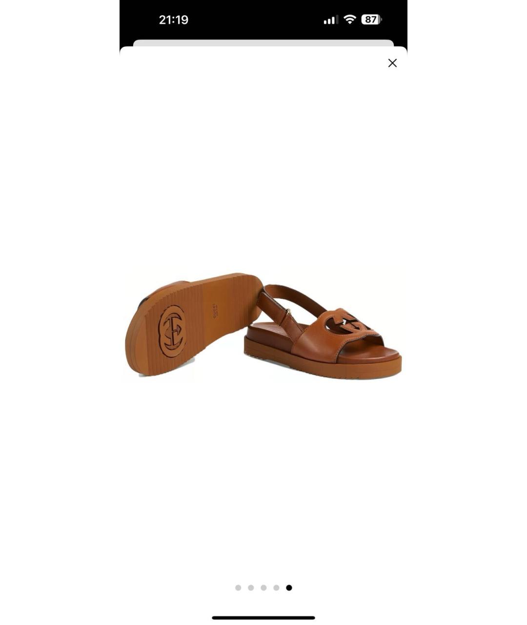 GUCCI Коричневые кожаные сандалии, фото 4