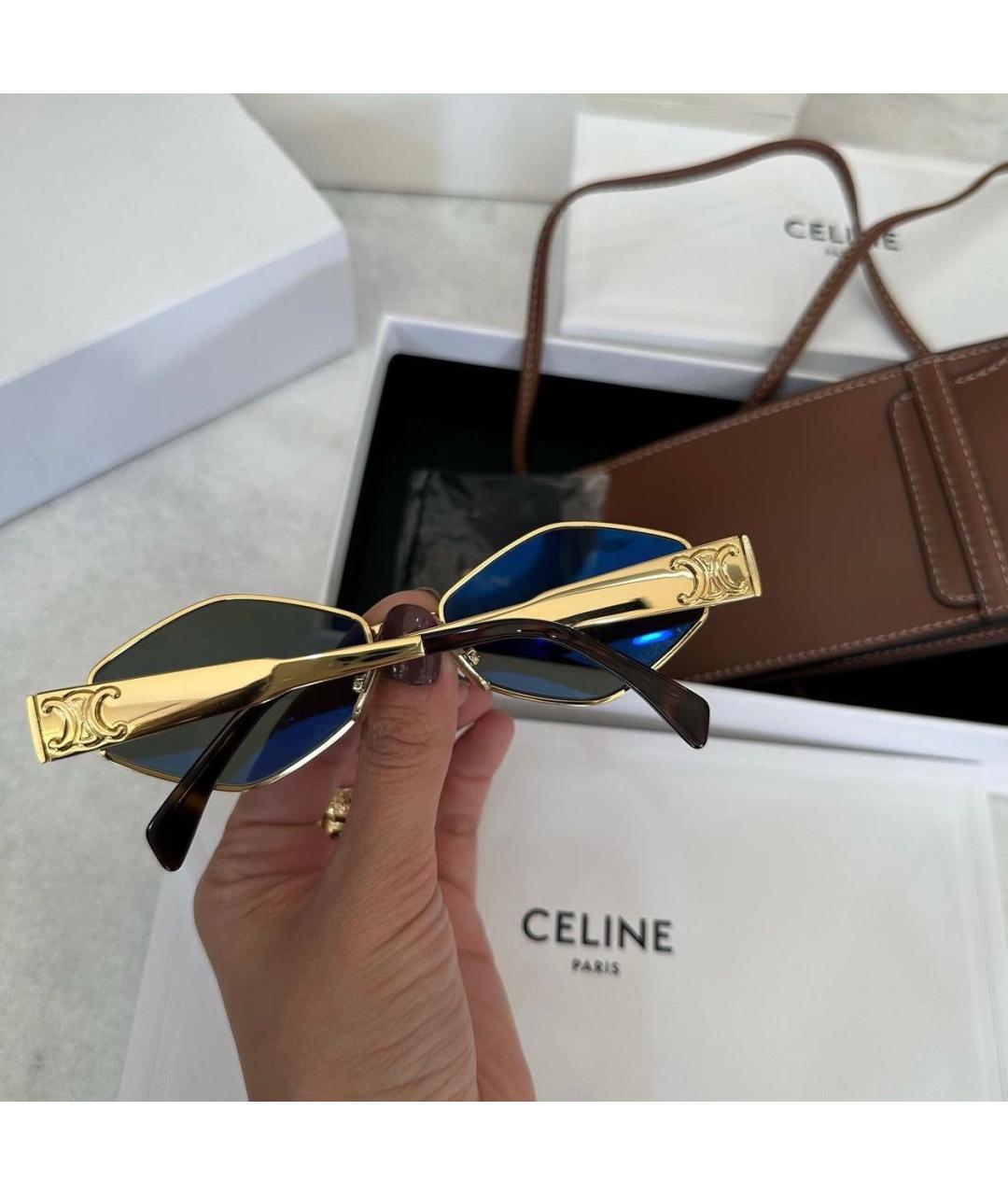 CELINE Золотые металлические солнцезащитные очки, фото 3