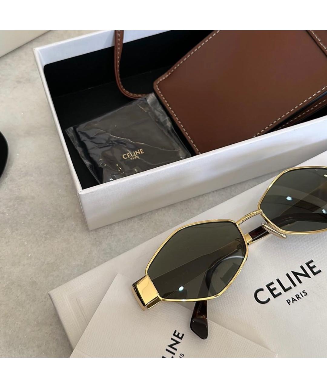 CELINE Золотые металлические солнцезащитные очки, фото 5
