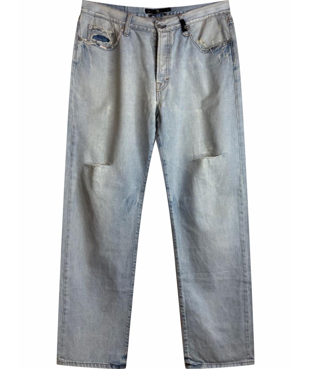 STONE ISLAND Голубые хлопковые прямые джинсы, фото 1