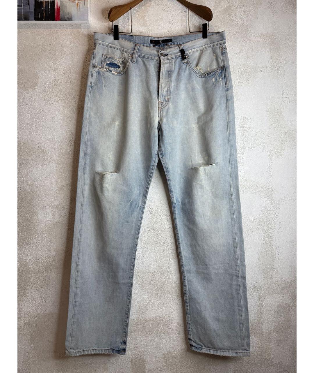 STONE ISLAND Голубые хлопковые прямые джинсы, фото 9