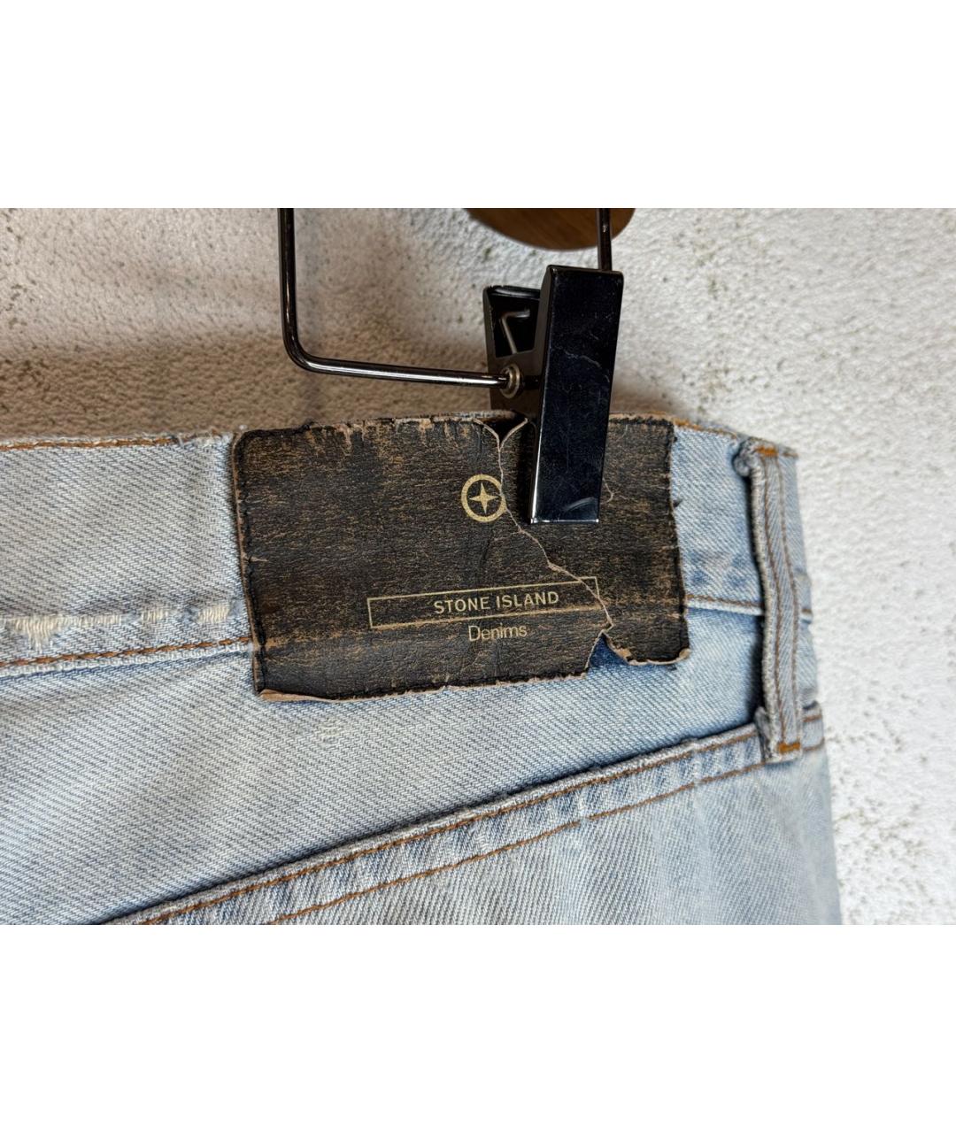 STONE ISLAND Голубые хлопковые прямые джинсы, фото 7