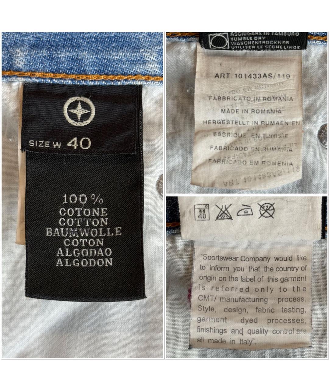 STONE ISLAND Голубые хлопковые прямые джинсы, фото 8