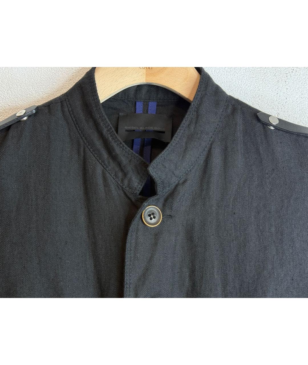 DIESEL BLACK GOLD Черная льняная куртка, фото 4