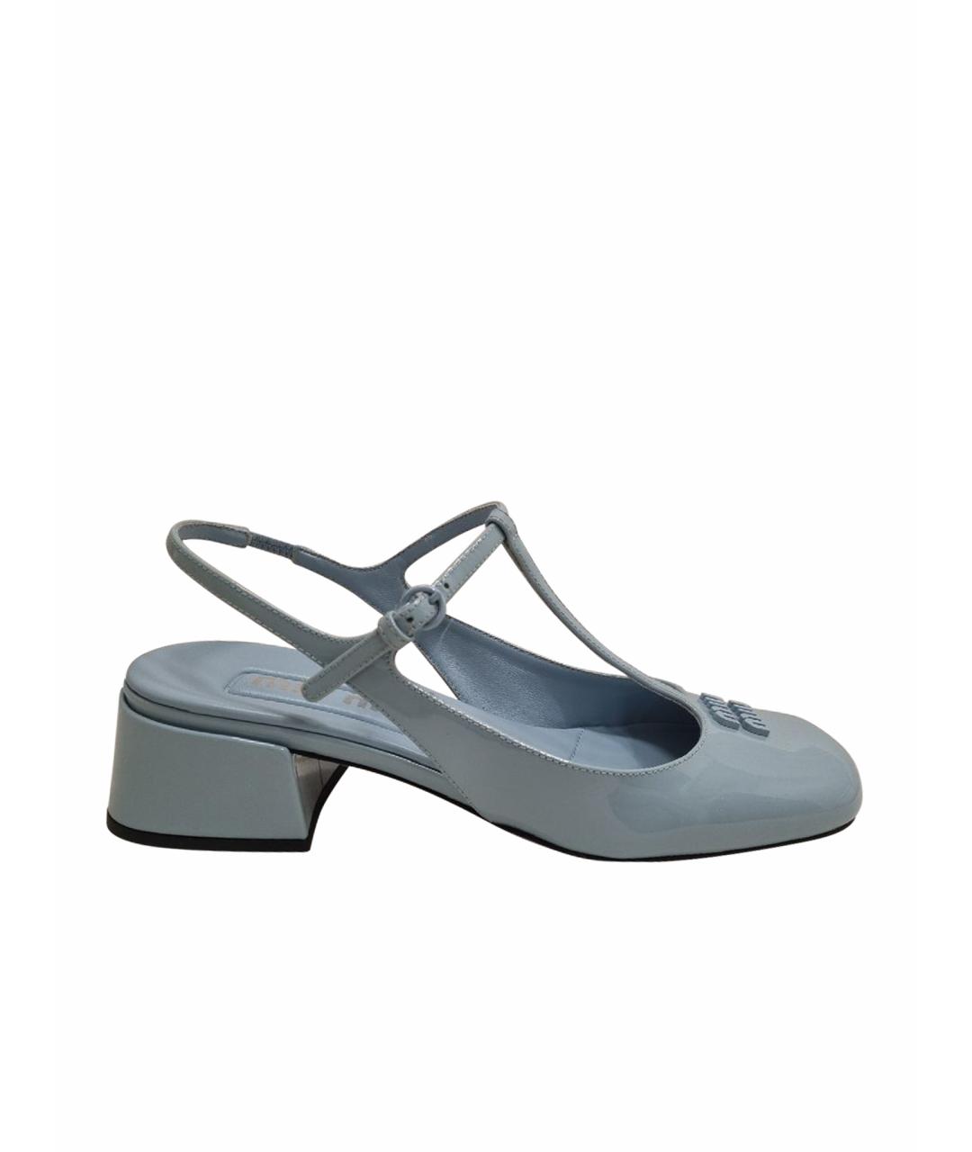 MIU MIU Голубые кожаные босоножки, фото 1