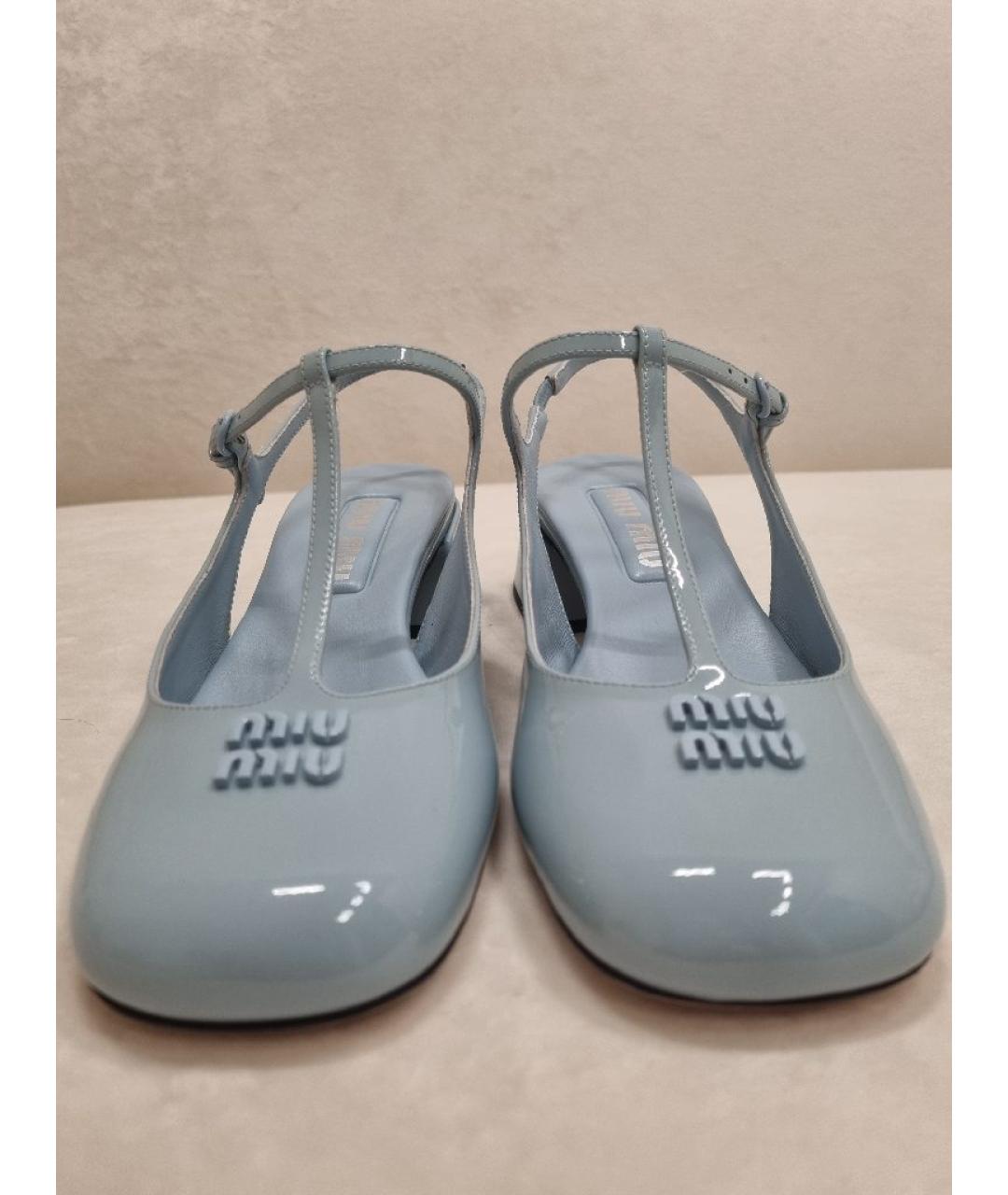 MIU MIU Голубые кожаные босоножки, фото 2