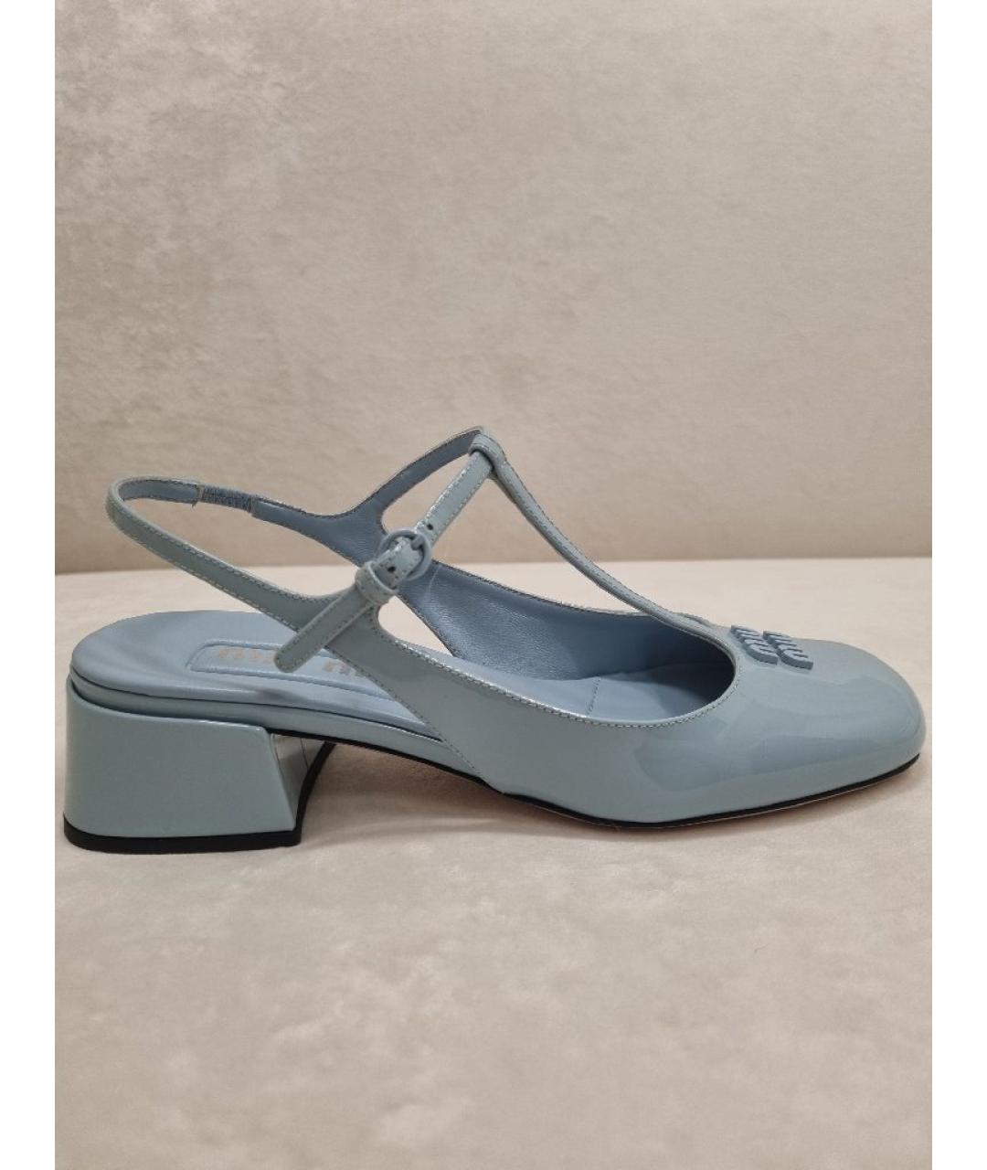 MIU MIU Голубые кожаные босоножки, фото 5