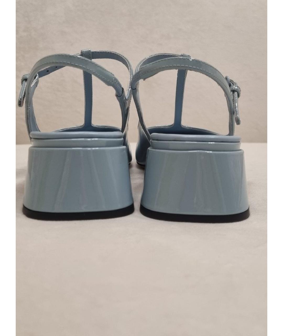 MIU MIU Голубые кожаные босоножки, фото 4