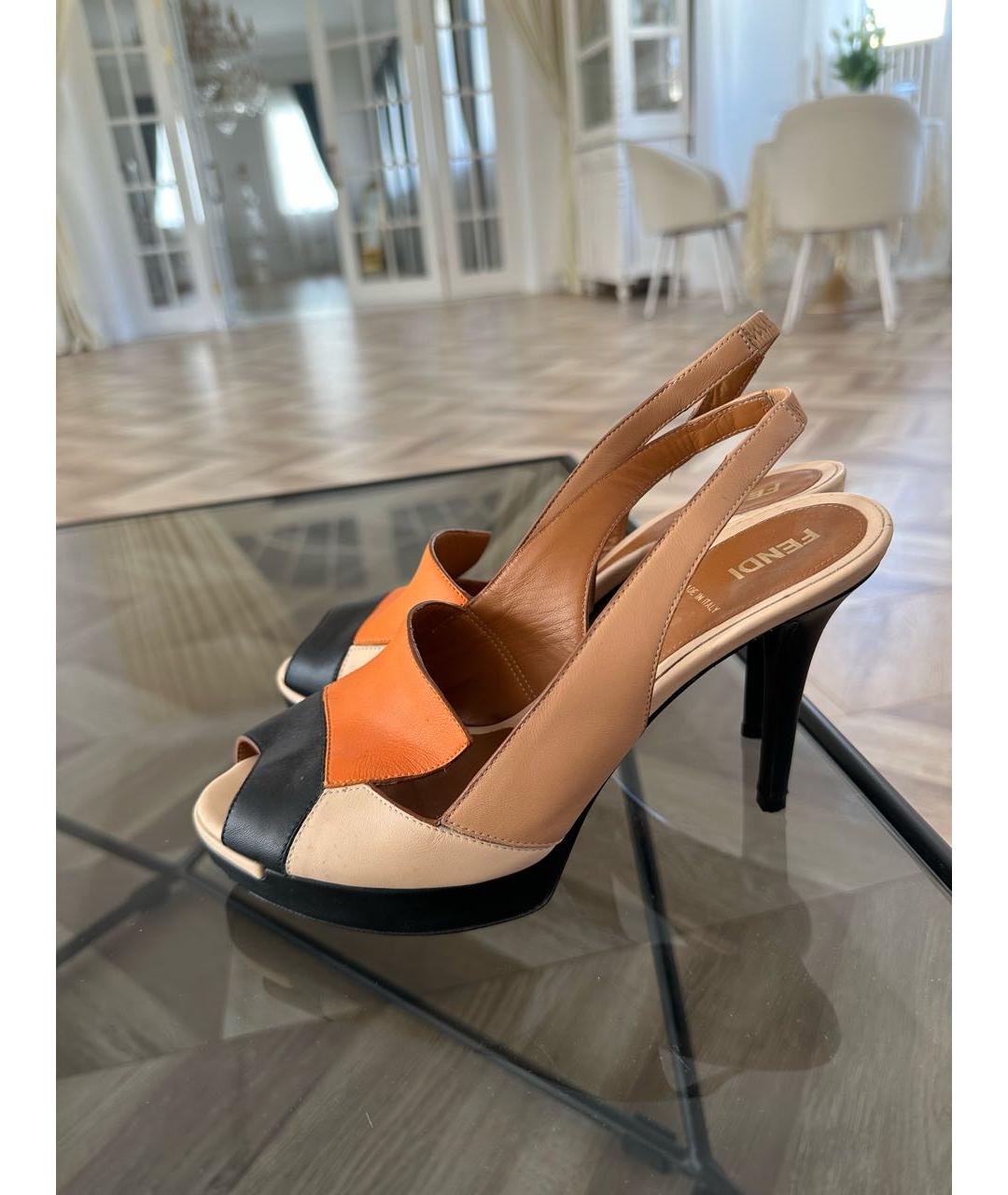 FENDI Мульти кожаные мюли, фото 5
