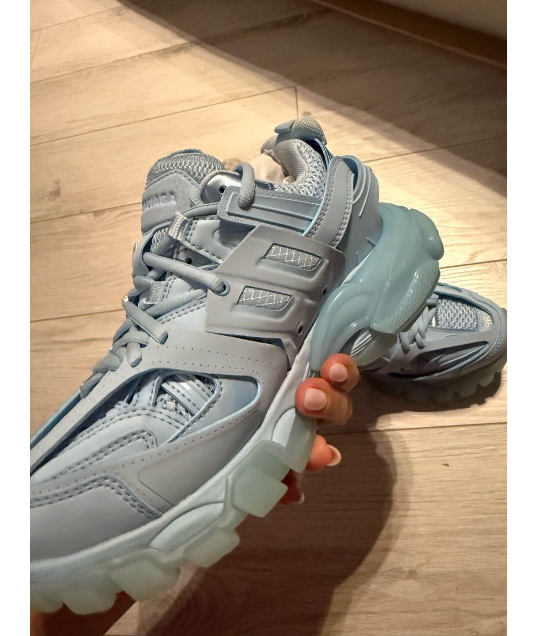 BALENCIAGA Голубые кожаные кроссовки, фото 2