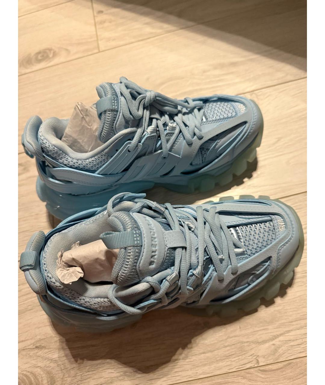 BALENCIAGA Голубые кожаные кроссовки, фото 5