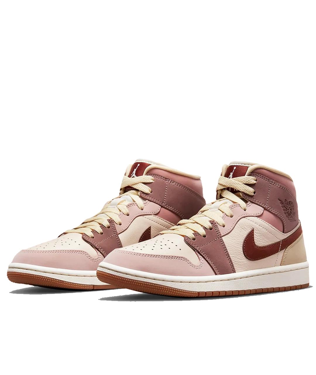 JORDAN Коричневые кожаные высокие кроссовки / кеды, фото 2