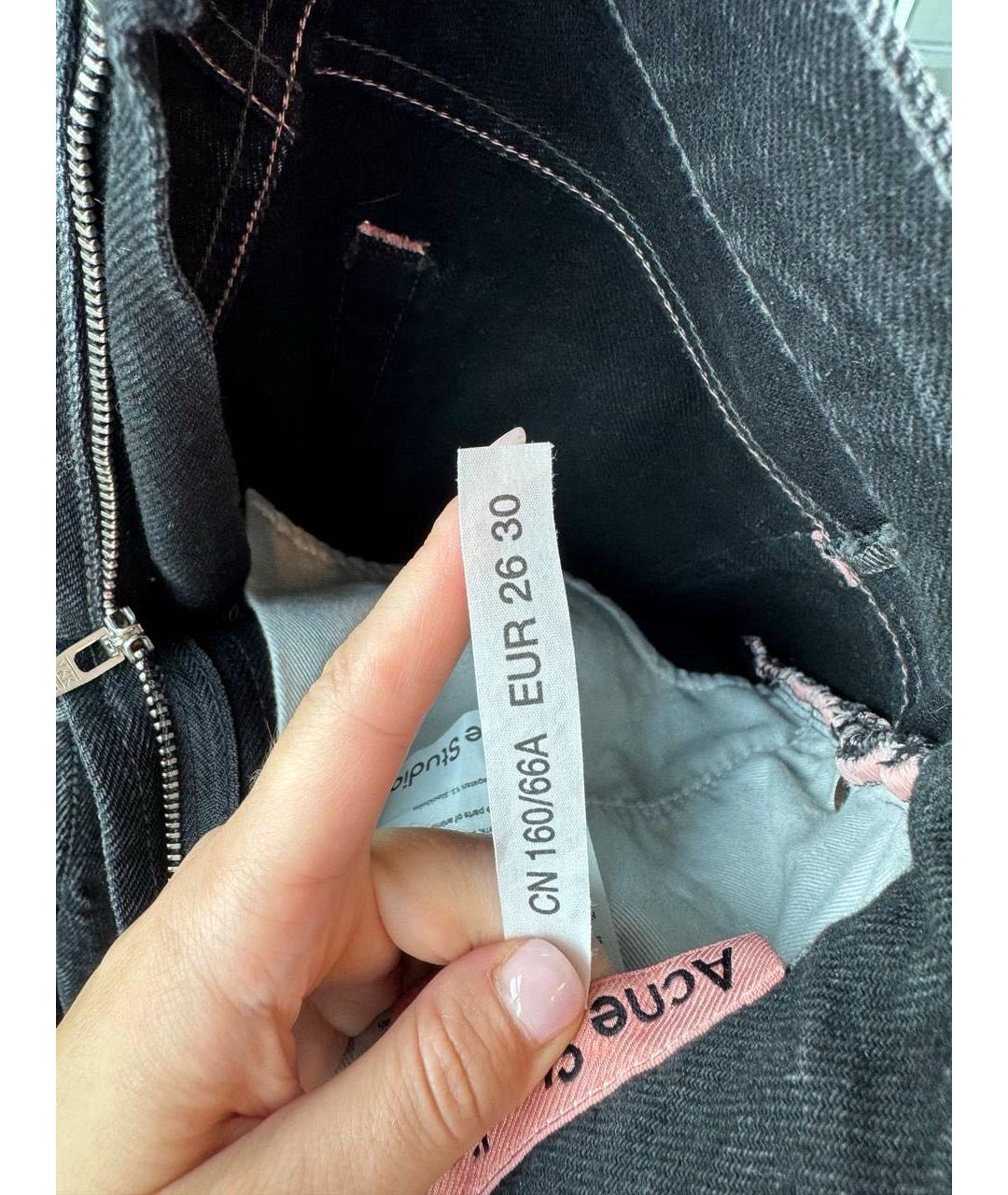 ACNE STUDIOS Антрацитовые хлопковые прямые джинсы, фото 5