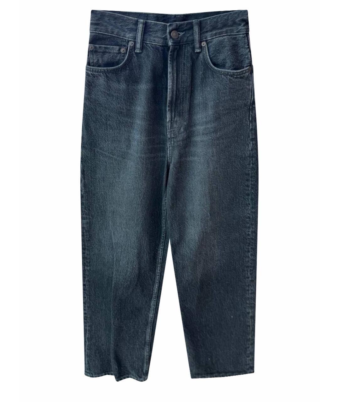 ACNE STUDIOS Антрацитовые хлопковые прямые джинсы, фото 1