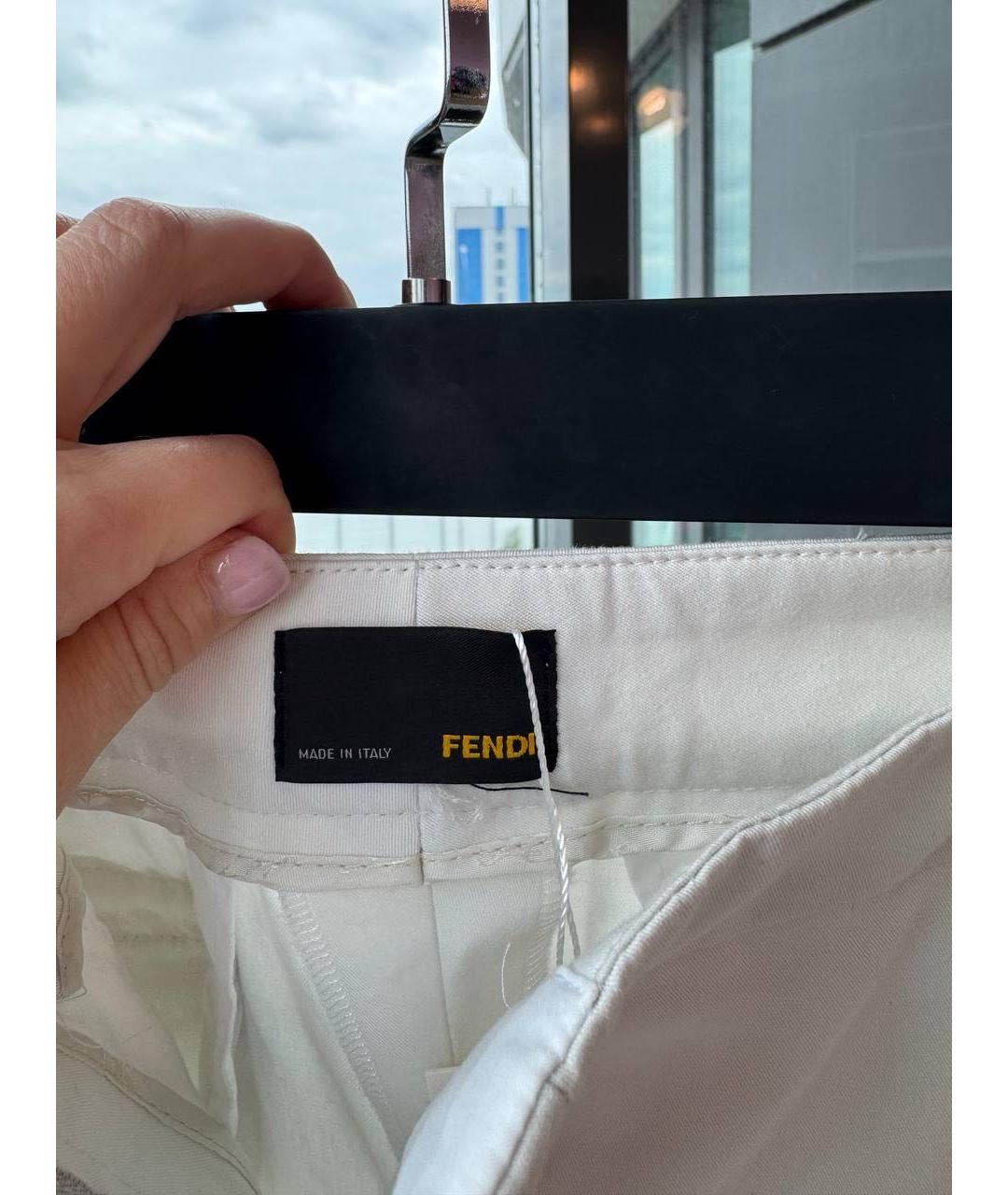 FENDI Белые прямые брюки, фото 4
