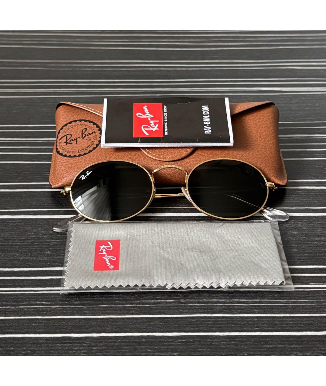 RAY BAN Золотые металлические солнцезащитные очки, фото 4