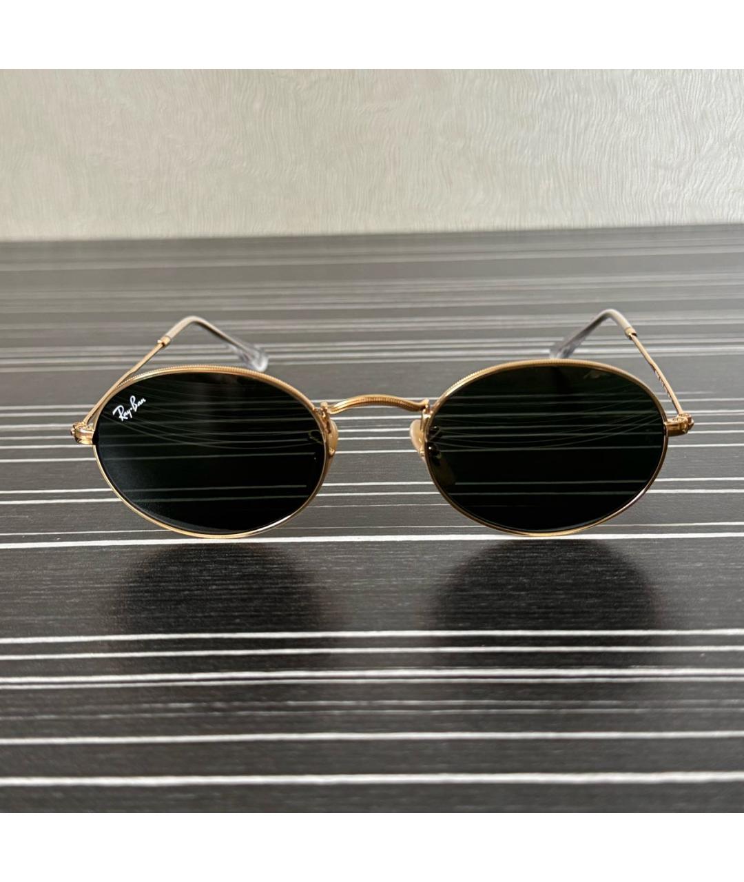RAY BAN Золотые металлические солнцезащитные очки, фото 5