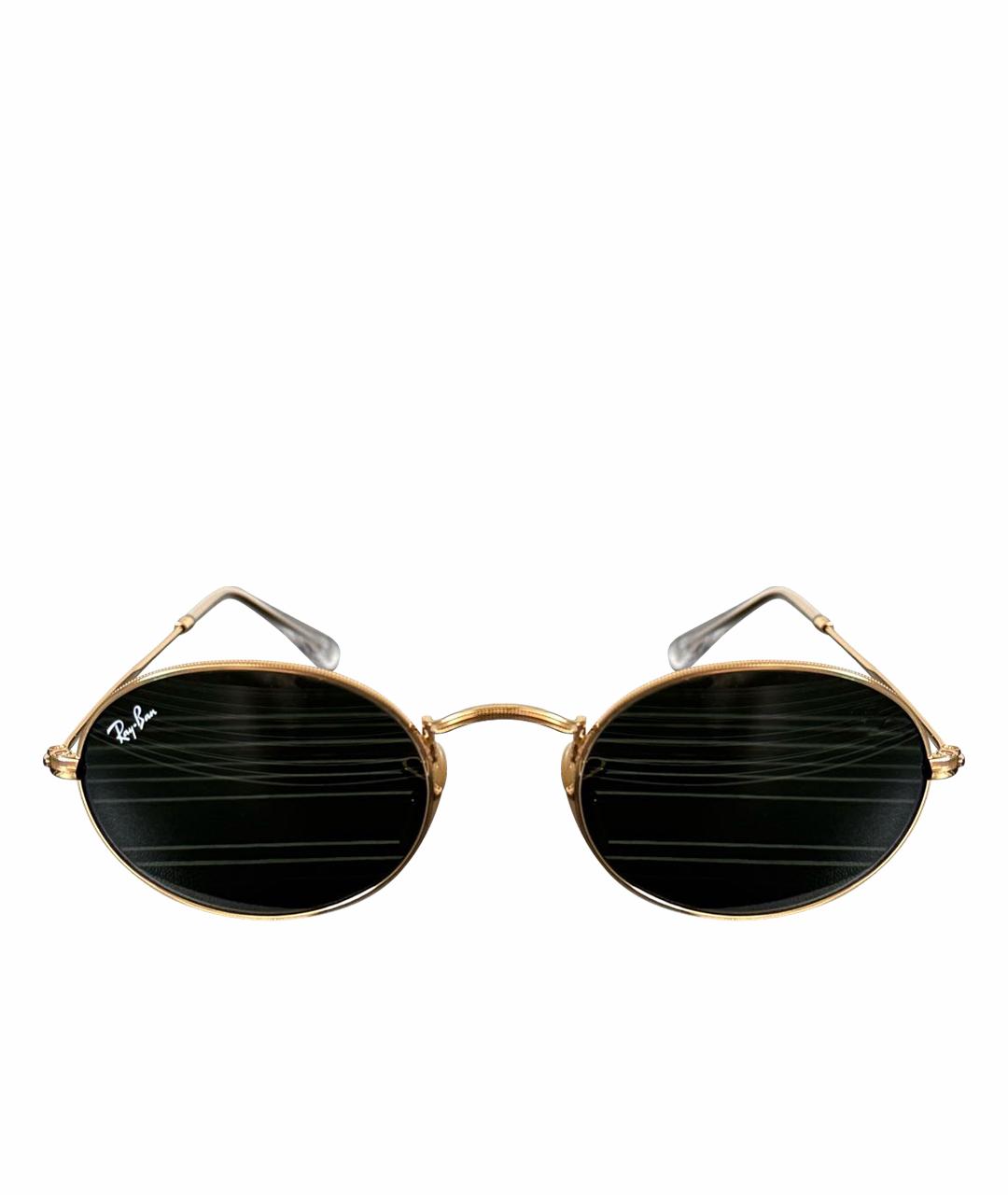 RAY BAN Золотые металлические солнцезащитные очки, фото 1