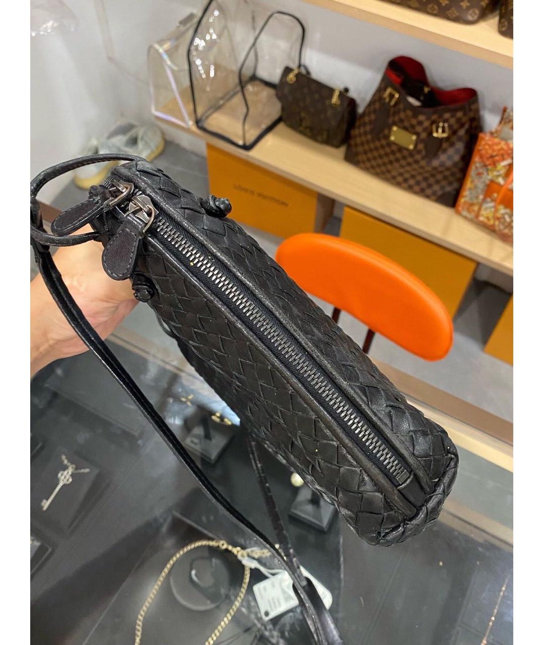 BOTTEGA VENETA Черная кожаная сумка через плечо, фото 4
