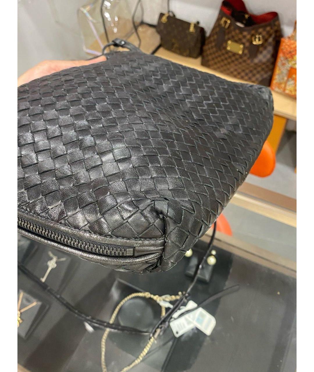 BOTTEGA VENETA Черная кожаная сумка через плечо, фото 6
