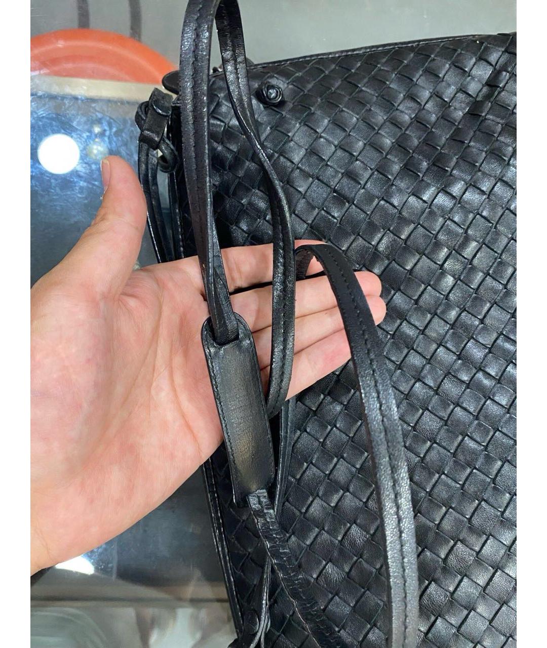 BOTTEGA VENETA Черная кожаная сумка через плечо, фото 8