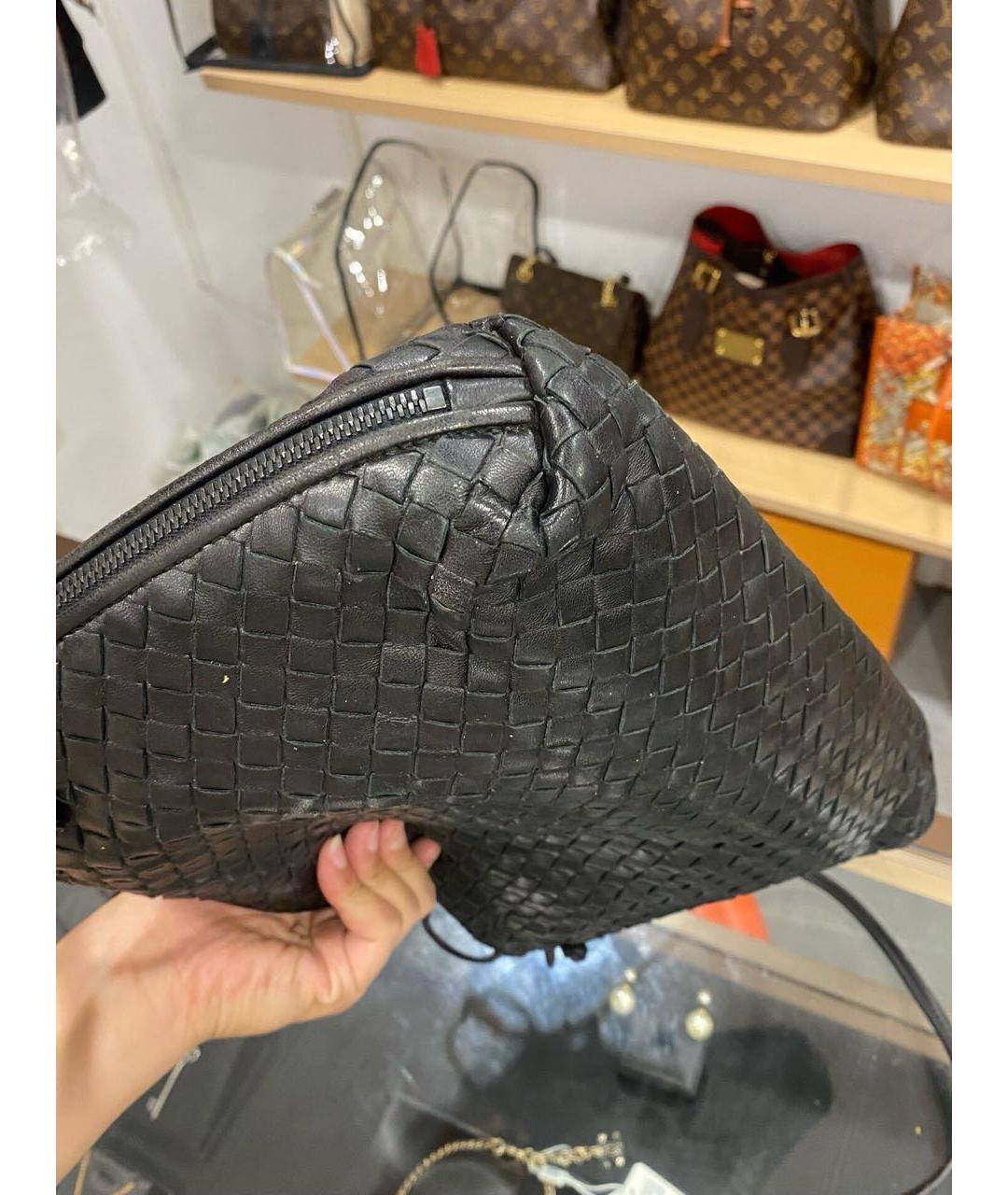 BOTTEGA VENETA Черная кожаная сумка через плечо, фото 7